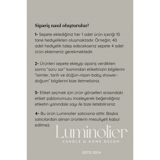 10 Adet Hediyelik Süslemeli Şakayık Mum - Düğün, Nişan, Kına, Mevlüt