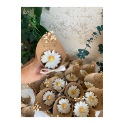 Bernami Kişiye Özel Düğün|nişan|söz Hediyelik Papatya Kokulu Buket Mum 10 Adet