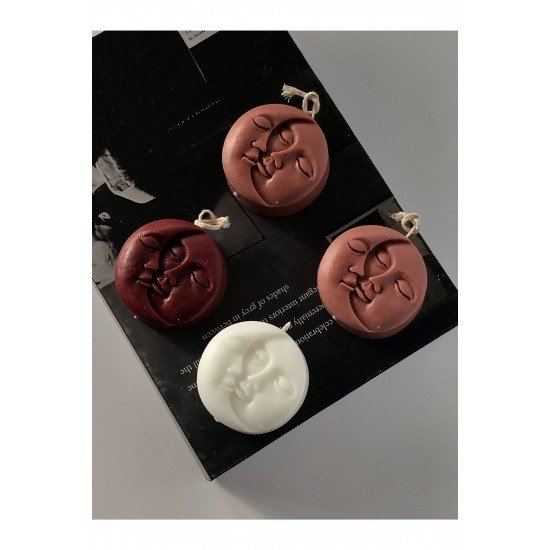 Bernami Dekoratif Güneş Ay Kokulu Mum Beyaz