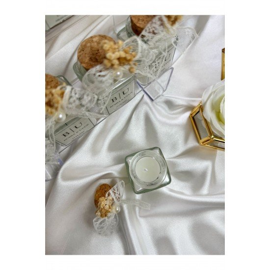 Mantar Tıpalı Cam Kavanoz Mum Söz, Nişan, Nikah, Düğün, Kına Hediyelik -15 Adet