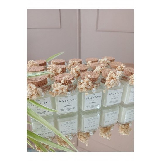 Şık Kavanozda Etiketli Mum, Söz, Nişan, Nikah, Kına, Düğün Hediyeliği, Nişan Hediyeliği (15 Adet)