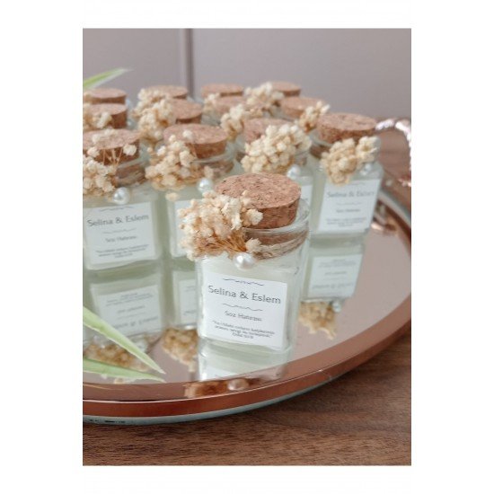 Şık Kavanozda Etiketli Mum, Söz, Nişan, Nikah, Kına, Düğün Hediyeliği, Nişan Hediyeliği (15 Adet)