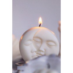 Ay Ve Güneş Doğal Soya Mum Kokulu Beyaz Renk Dekoratif Mum