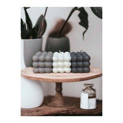 3 Lü Bubble Mum Beyaz, Gri ,koyu Gri Vanilya Kokuludur