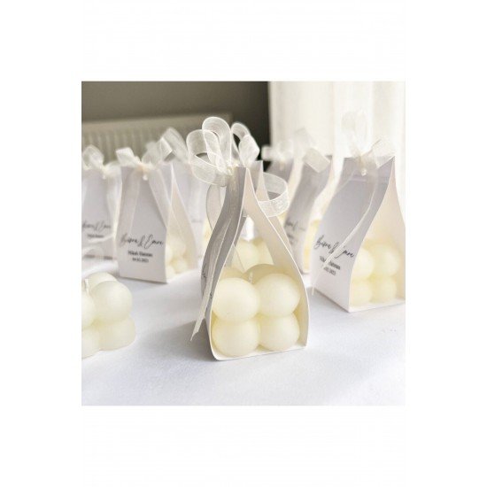 Özel Düğün/Nişan/Söz/Doğum Günü/Baby Shower Lüks Mini Çiçek Buketll Kokulu Bubble Mum 25 Adet