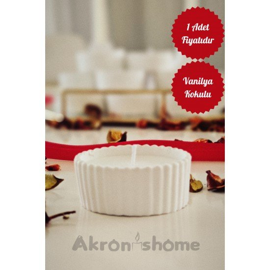 Kase Içinde Vanilya Kokulu Dekoratif Mum Söz, Nişan, Nikah, Mevlid Hediyelik Mum (ADET FİYATIDIR)