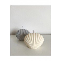 2'li Istiridye Dekoratif Mum Beyaz - Gri