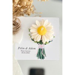 25 Adet Özel Tasarlanmış Kart Ve Papatya Mum. Düğün,nişan,nikah, Söz, Doğum Günü, Nikah Hediyelik