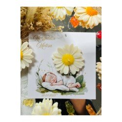 25 Adet Özel Tasarlanmış Kart Ve Papatya Mum. Bebek Doğum, Babyshower, Doğum Günü, Hediyelik