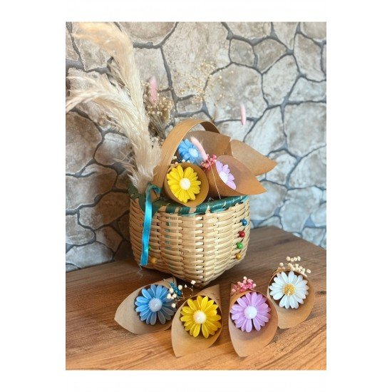 Kişiye Özel Düğün|Nişan|Söz Hediyelik Papatya Kokulu Buket Mum Çok Renkli - 10 Adet