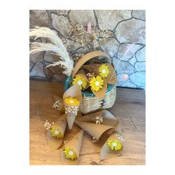 Kişiye Özel Düğün|Nişan|Söz Hediyelik Papatya Kokulu Buket Mum Sarı - 10 Adet