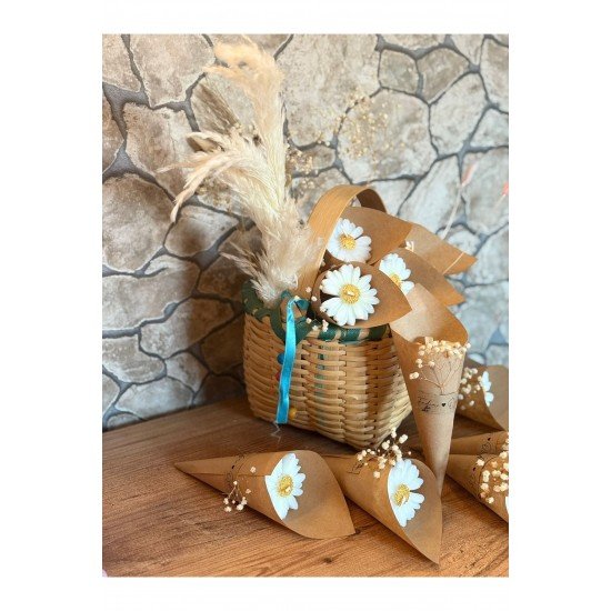 Kişiye Özel Düğün|Nişan|Söz Hediyelik Papatya Kokulu Buket Mum Beyaz - 10 Adet