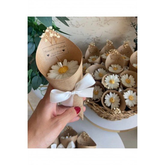 Papatya mum buketi nişan,kına,söz,nikah,doğum ve Mevlüt için hediyelik ürün papatya buketi-20 Adet