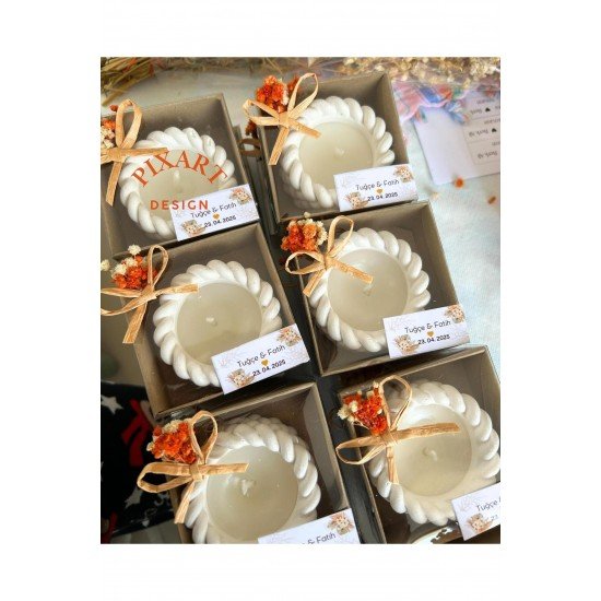 Nişan Nikah Düğün Doğum Günü Etiketli Süsleme Özel Gün Mum 10 Adet Burgu Model Kahverengi