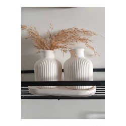 Pampas Vazo Takımı 2'li, Pampas Takımı; Beyaz Beton Dekorasyon, Ev Dekorasyonu(Altlık hariç)