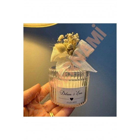 Özel Tasarım Nişan Söz Nikah Dügün Hediyelik Kristal Kapaklı Şekerlik Mum - 10 Adet