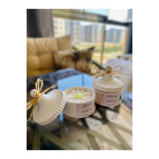 Sevgililer Günü Anneler Günü Papatya Mum Hediye Kutulu Aksesuar