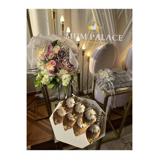 PALACE Kişiye Özel Düğün|nişan|söz Hediyelik Papatya Buket - 15 Adet