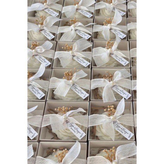 10 Adet Hediyelik Süslemeli Şakayık Mum - Düğün, Nişan, Kına, Mevlüt