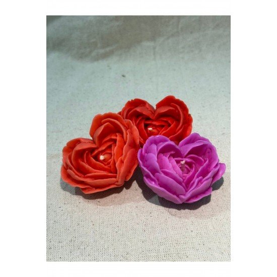 Kalp Gül Şeklinde El Yapımı Kokulu Mum Seti – %100 Doğal Soy Wax- TEKLİ