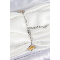 Özel Çelik Sedefli Kehribar Sarı Renk Yonca Kadın Bileklik Fırsat!!!