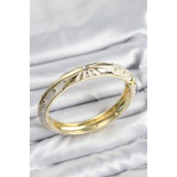 Özel Mineli Pirinç Zirkon Taşlı Bej Desen Motifli Gold Kadın Kelepçe Fırsat!!!