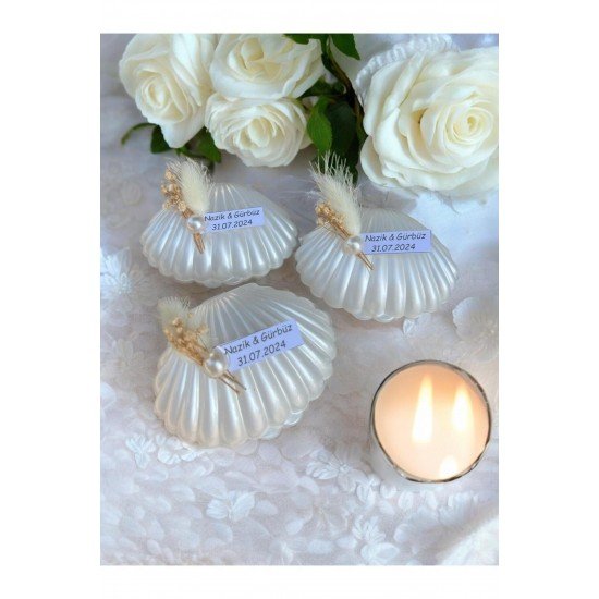 Pinterest Özel Tasarım 10 Adet Süslemeli Istiridye Mum. Düğün, Kına, Nişan, Söz, Nikah Hediyelik