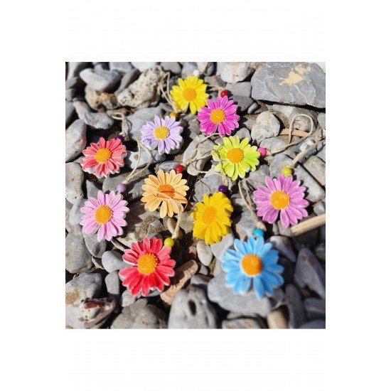 Renkli Papatya Ağaç, Duvar, Bahçe, Balkon, Dekorasyon Süsü 5'li Set Karışık Renkler