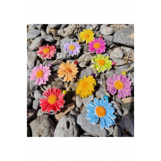 Renkli Papatya Ağaç, Duvar, Bahçe, Balkon, Dekorasyon Süsü 5'li Set Karışık Renkler