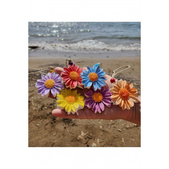 Renkli Papatya Ağaç, Duvar, Bahçe, Balkon, Dekorasyon Süsü 5'li Set Karışık Renkler