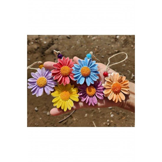 Renkli Papatya Ağaç, Duvar, Bahçe, Balkon, Dekorasyon Süsü 5'li Set Karışık Renkler