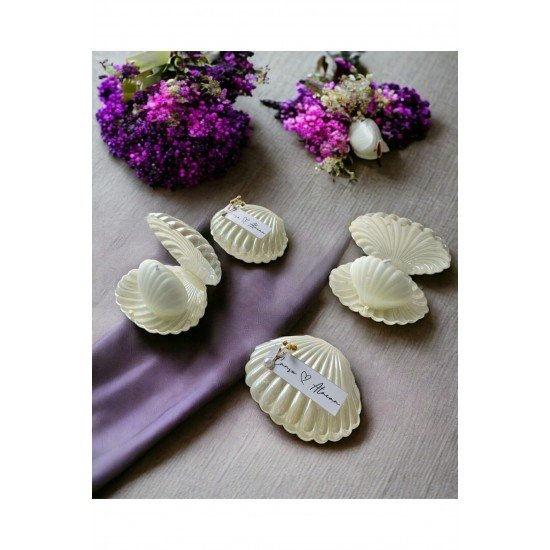 Süslü Özel Tasarım Düğün Nişan Kına Hediyeliği Istiridye Ve Kokulu Mum (25 ADET) Hediyelik