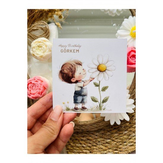 20 Adet Özel Tasarlanmış Kart Ve Papatya Mum. Bebek Doğum, Babyshower, Doğum Günü, Hediyelik