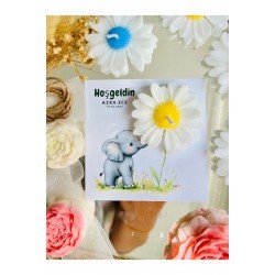 25 Adet Özel Tasarlanmış Kart Ve Papatya Mum. Bebek Doğum, Babyshower, Doğum Günü, Hediyelik