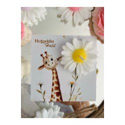 20 Adet Özel Tasarlanmış Kart Ve Papatya Mum. Bebek Doğum, Babyshower, Doğum Günü, Hediyelik