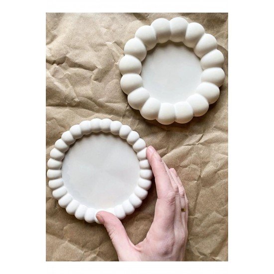 Bubble 2'li Dekoratif Beton Tabak Takı Tabağı Bardak Altlığı