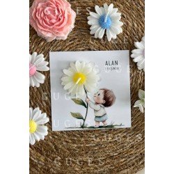 10 Adet Özel Tasarlanmış Kart Ve Papatya Mum. Bebek Doğum, Babyshower, Doğum Günü, Hediyelik