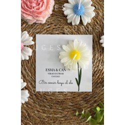 10 Adet Özel Tasarlanmış Kart Ve Papatya Mum. Bebek Doğum, Babyshower, Doğum Günü, Hediyelik