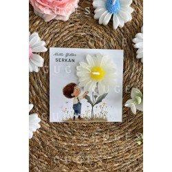 10 Adet Özel Tasarlanmış Kart Ve Papatya Mum. Bebek Doğum, Babyshower, Doğum Günü, Hediyelik