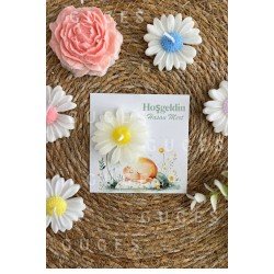 10 Adet Özel Tasarlanmış Kart Ve Papatya Mum. Bebek Doğum, Babyshower, Doğum Günü, Hediyelik