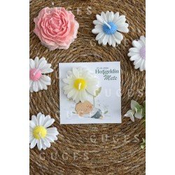 10 Adet Özel Tasarlanmış Kart Ve Papatya Mum. Bebek Doğum, Babyshower, Doğum Günü, Hediyelik