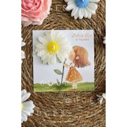 10 Adet Özel Tasarlanmış Kart Ve Papatya Mum. Bebek Doğum, Babyshower, Doğum Günü, Hediyelik