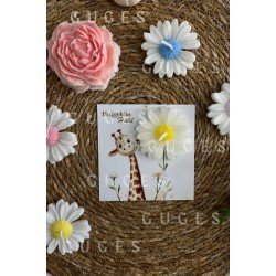 10 Adet Özel Tasarlanmış Kart Ve Papatya Mum. Bebek Doğum, Babyshower, Doğum Günü, Hediyelik