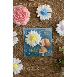 10 Adet Özel Tasarlanmış Kart Ve Papatya Mum. Bebek Doğum, Babyshower, Doğum Günü, Hediyelik