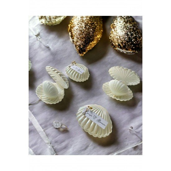 Süslü Özel Tasarım Düğün Nişan Kına Hediyeliği Istiridye Ve Kokulu Mum (25 ADET) Hediyelik