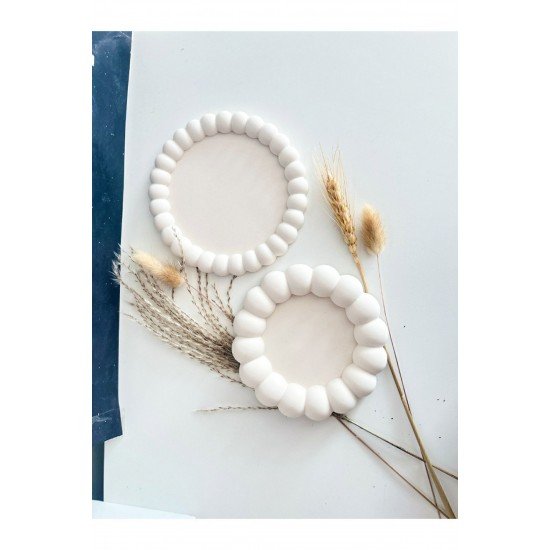 Bubble 2'li Dekoratif Beton Tabak Takı Tabağı Bardak Altlığı