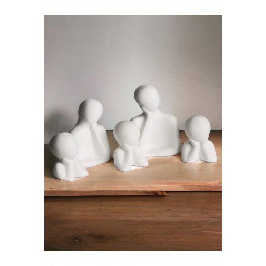 Aile Biblo Seti Üç Çocuklu Dekoratif Biblo Seti