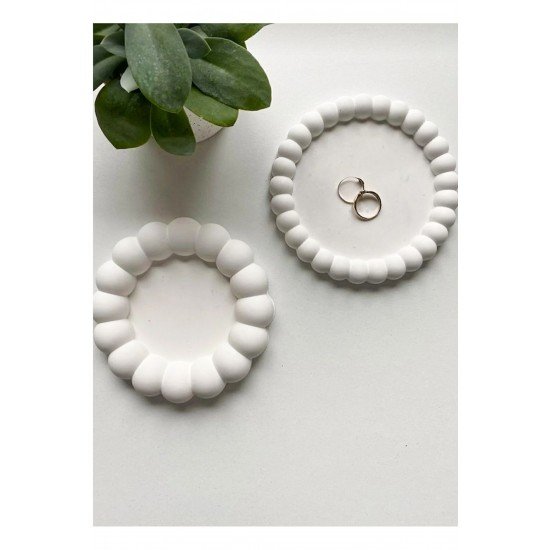 Bubble 2'li Dekoratif Beton Tabak Takı Tabağı Bardak Altlığı