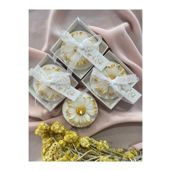 40 Adet Nikah Şekeri Söz Nişan Kına Nikah Düğün Doğum Günü Hediyeliği Papatya Mum