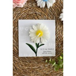 10 Adet Özel Tasarlanmış Kart Ve Papatya Mum. Bebek Doğum, Babyshower, Doğum Günü, Hediyelik